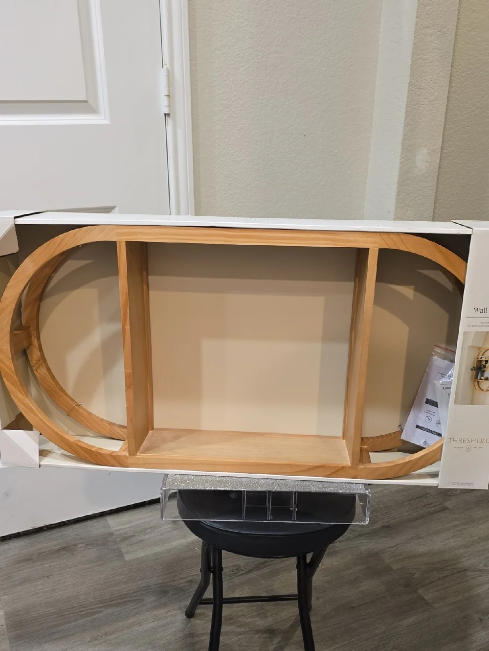 Threshold Brown Finish Vertical/Horizontal Oval Wall Shelf